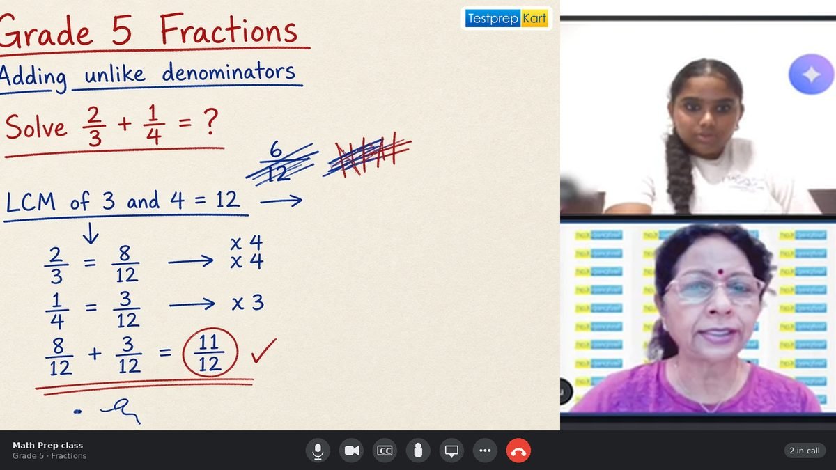 Live Math Prep class with faculty teaching on a digital board