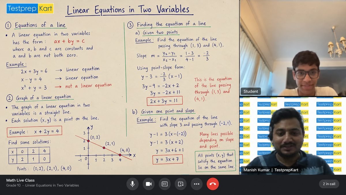 Live Math Prep class with OneNote lesson notes open
