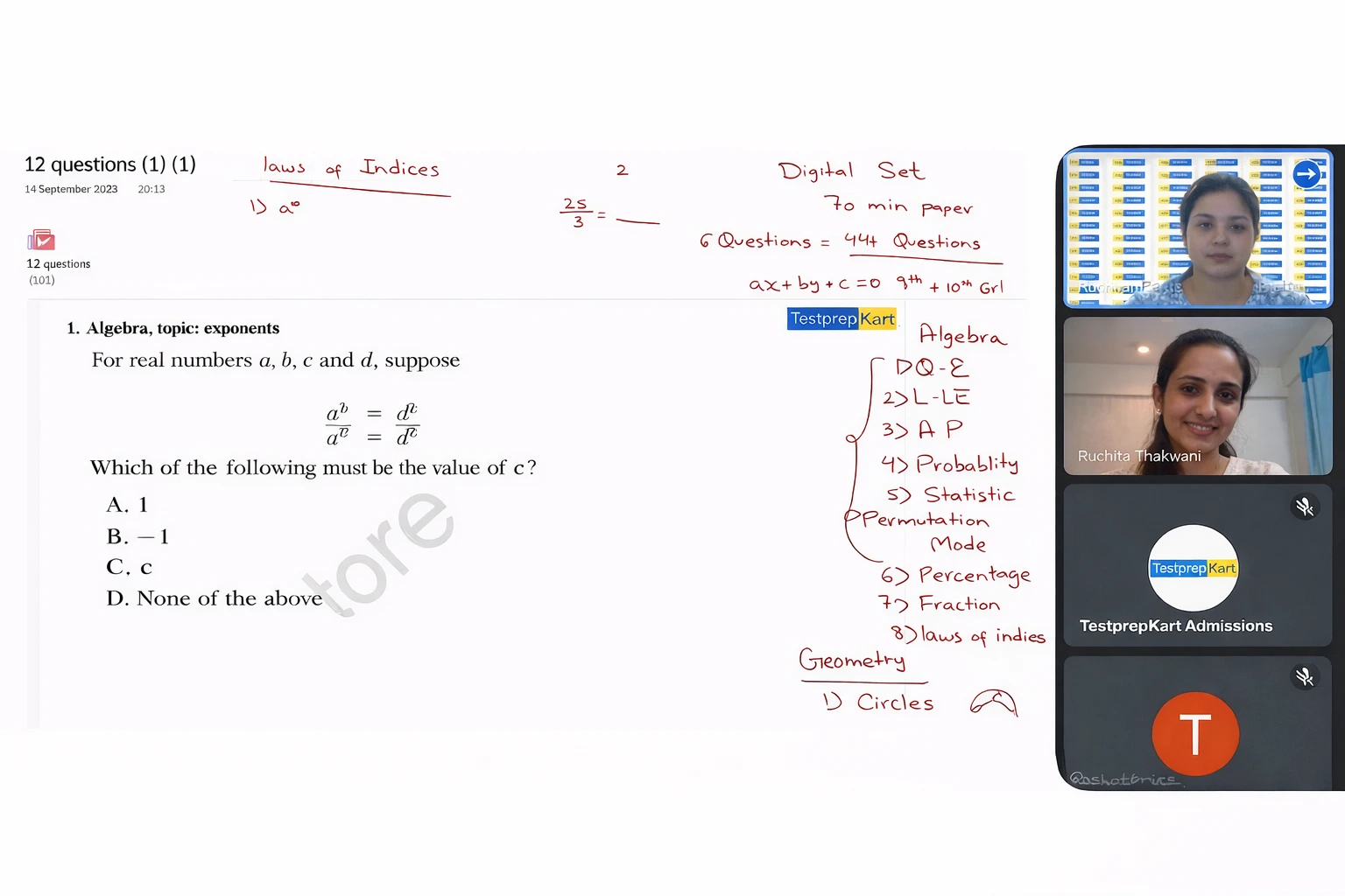 Practice-based SAT teaching